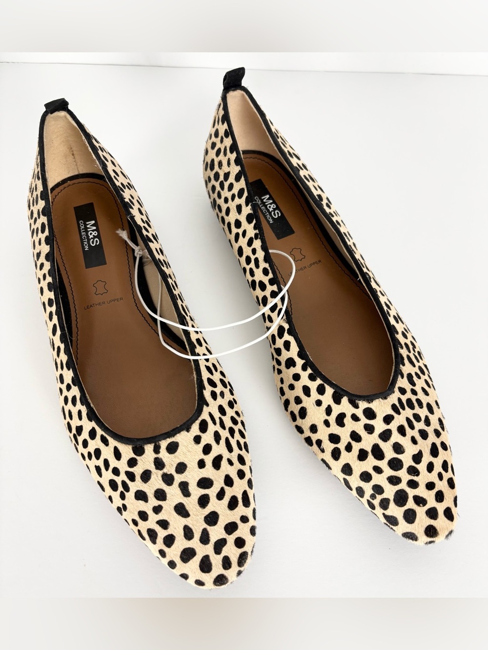 NWOT M&S Mark & Spencer Calf Hair Style Leather‎ Slip On Leopard Print Flats